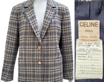 Kurtka wełniana CELINE Vintage 1982 Glen Plaid