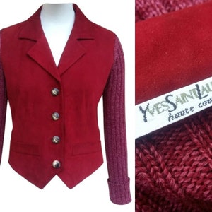 YVES SAINT LAURENT Haute Couture Vintage 1990s Suede and Knit Jacket image 1