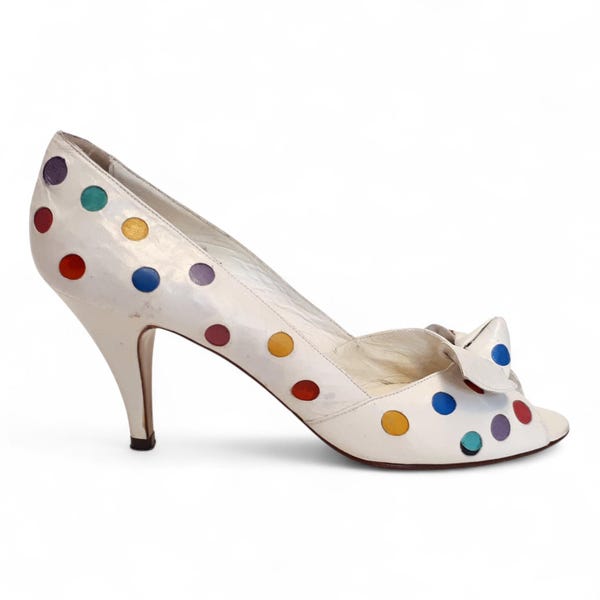 Zapatos de salón con lunares vintage de OLEG CASSINI, años 80