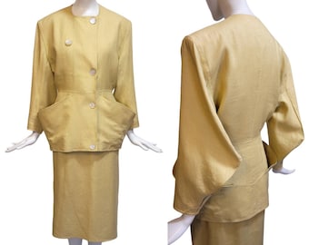 ANNE MARIE BERETTA Vintage S/S 1984 Linen Skirt Suit