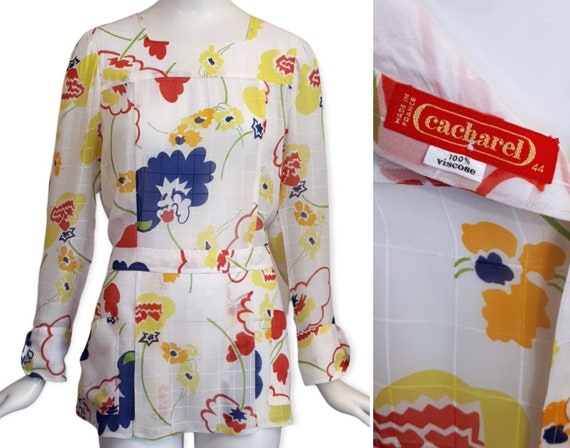 CACHAREL ヴィンテージ 1960年代 1970年代 プリントブラウス - Etsy 日本