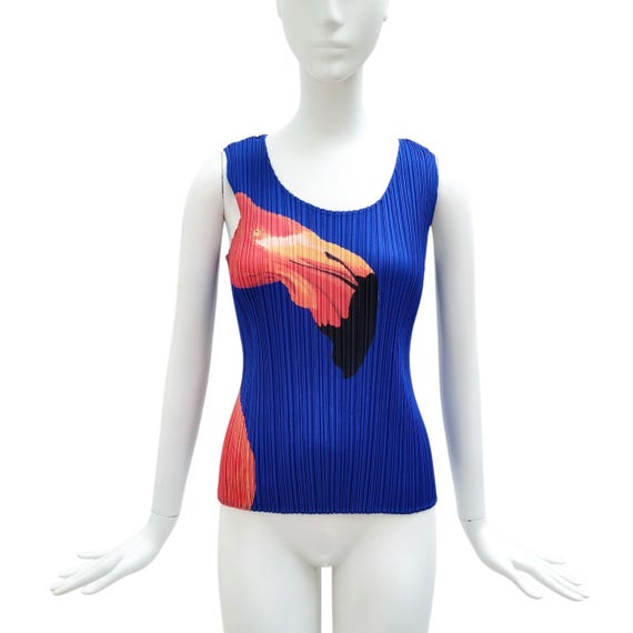 Pleats Please, PLEATS PLEASE Vintage 2005 Flamingo & Deer Pleated Tank Top
