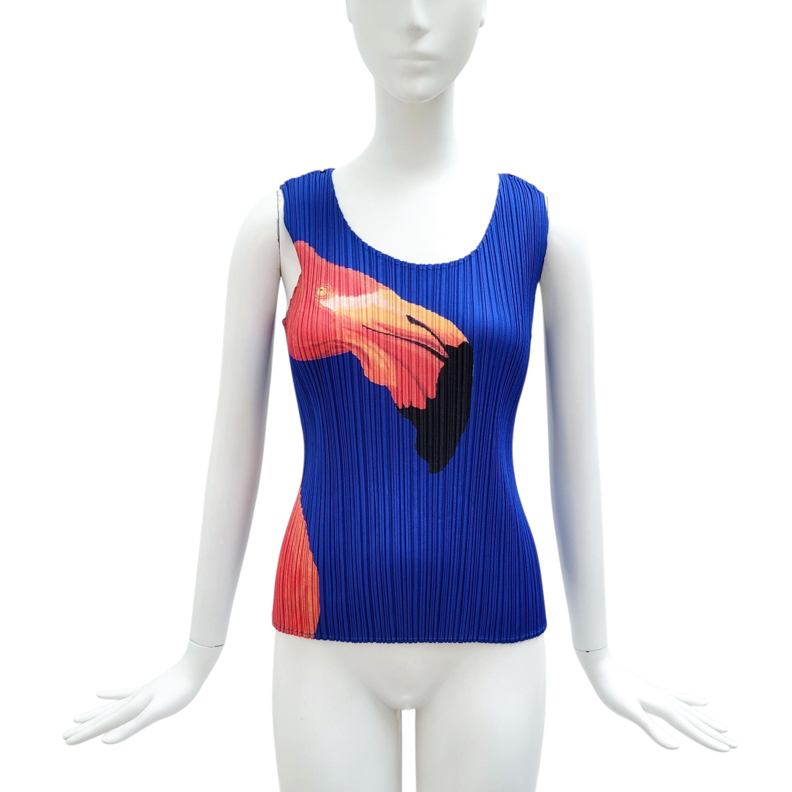 Pleats Please, PLEATS PLEASE Vintage 2005 Flamingo & Deer Pleated Tank Top