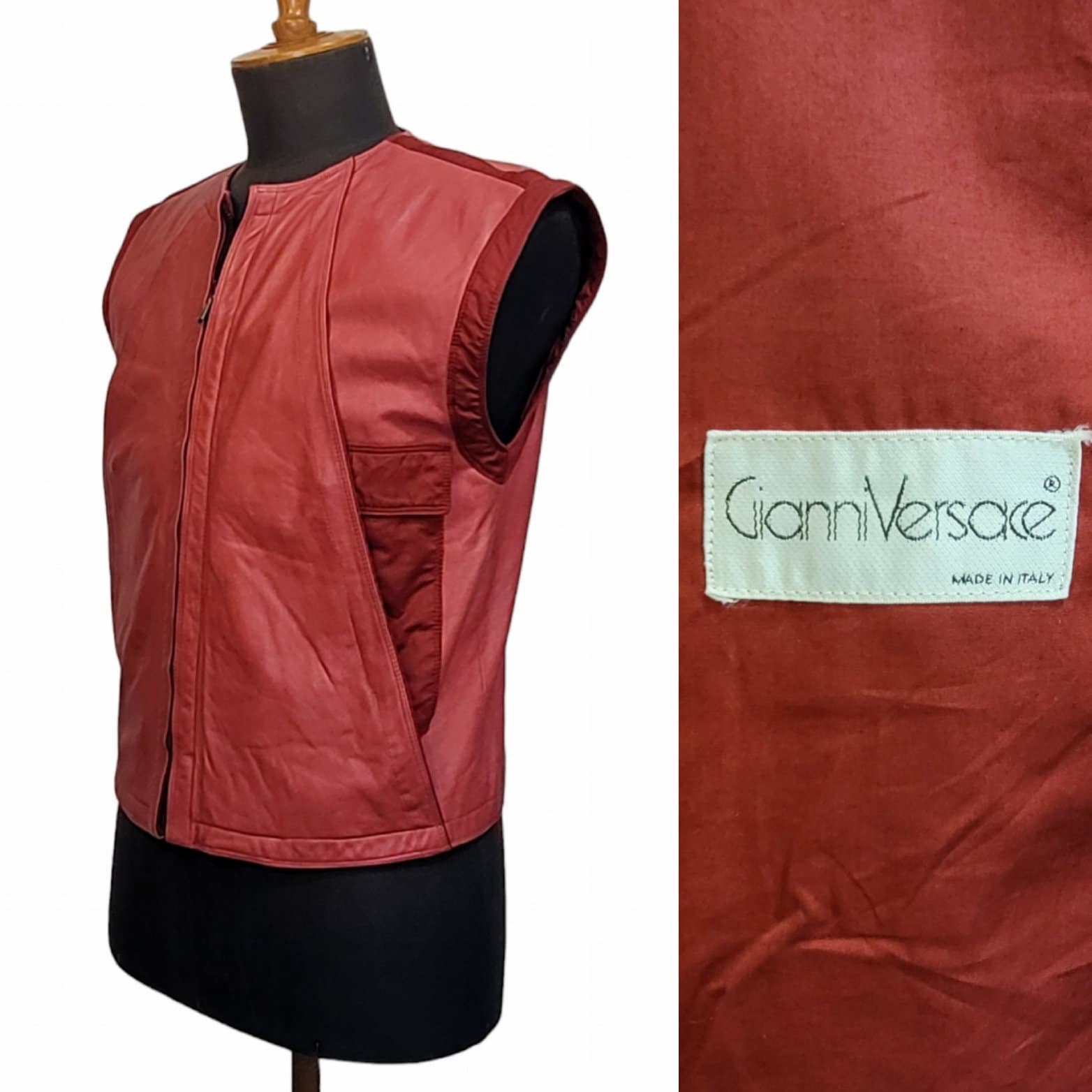 GIANNI VERSACE Vintage 1980s Men's Pink Leather Vest - Etsy