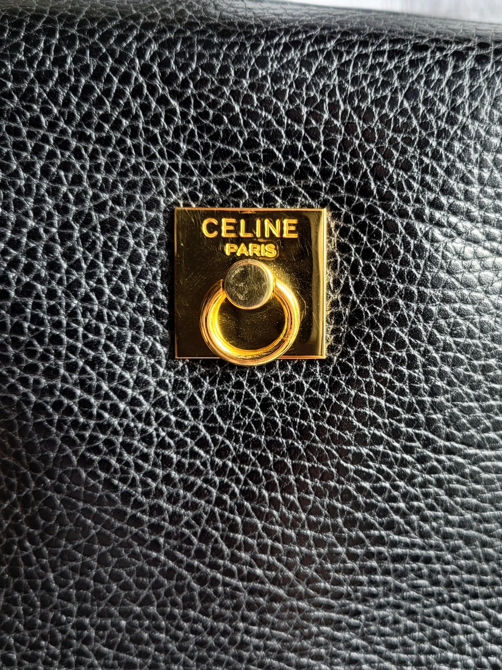 CELINE Vintage 1990 Black Leather Clutch Bag / Beauty Case - Etsy
