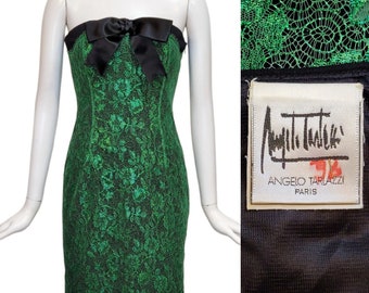 ANGELO TARLAZZI Vintage 1980s Green Lace Dress