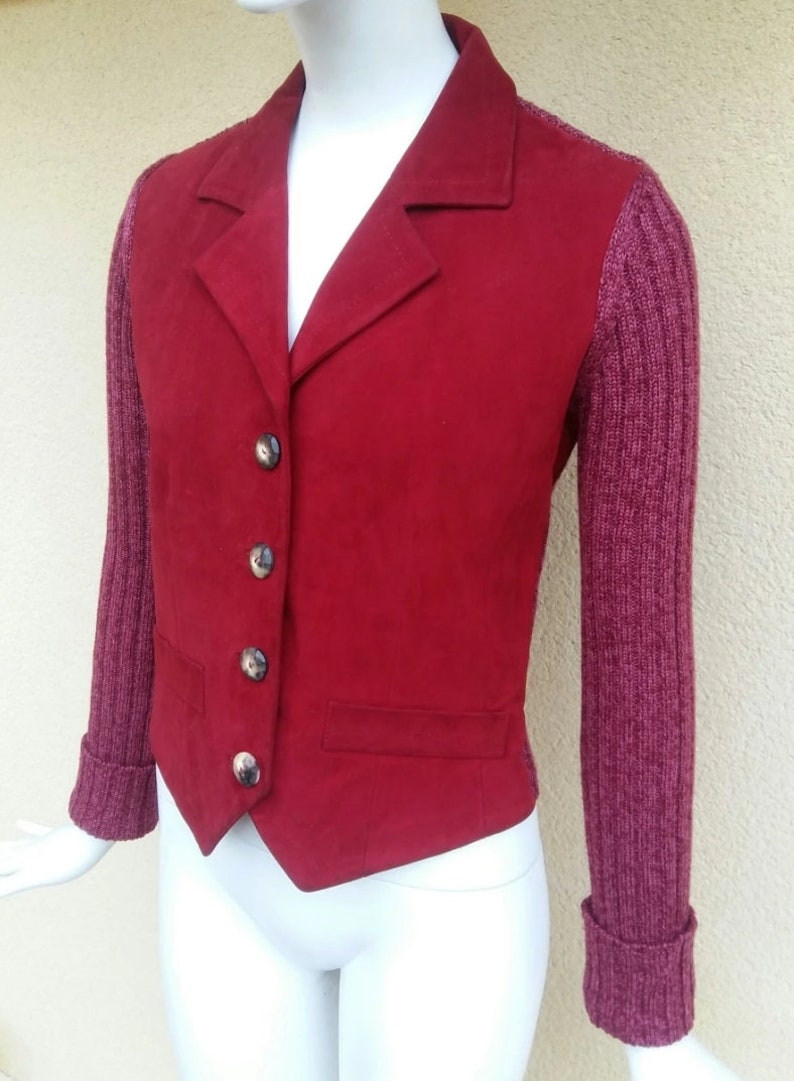 YVES SAINT LAURENT Haute Couture Vintage 1990s Suede and Knit Jacket image 4