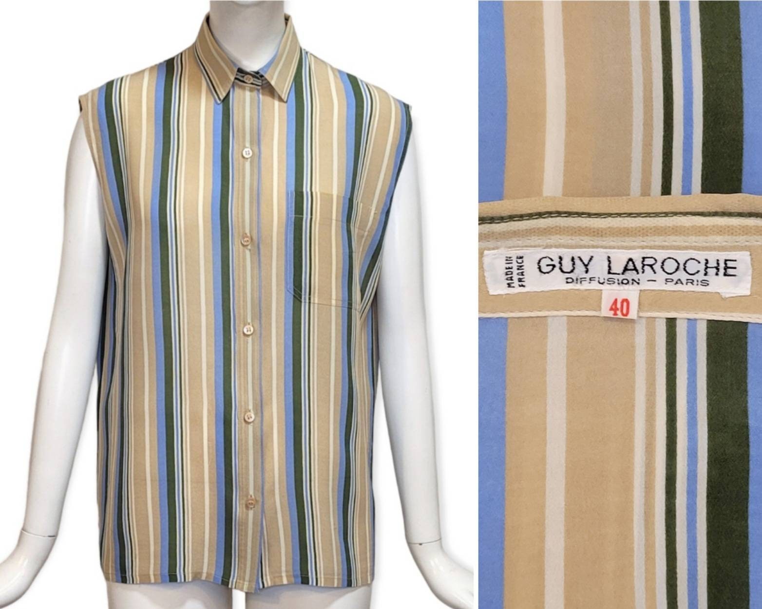 Jean Louis Scherrer Boutique Abstract Floral Ribbon Stripe Silk Blouse –  Palm Beach Vintage