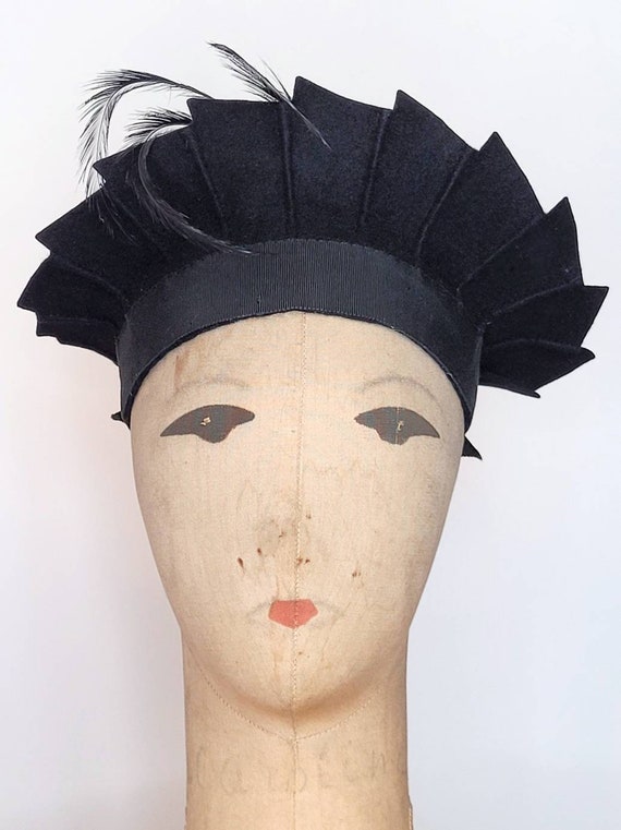 VINTAGE 1930s Feathered Wool Felt Hat - image 7