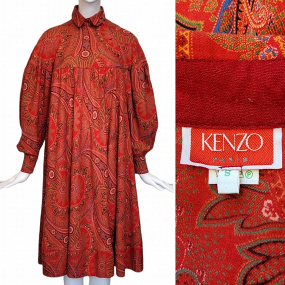 80s KENZO 変形 ブラウス フランス製 リネンarchive KENZO Vintage F/W 1981 Paisley Printed Dress - Etsy