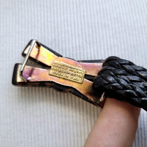 Vintage Emanuel Ungaro Belt 1970s Leather Black Gold Womens 25 27 Inch Waist Emanuel ungaro 70s vintage - Gem main image 4