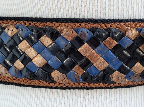 EMANUEL UNGARO Vintage 1980s Braided Leather Belt With Gilt  display picture 1