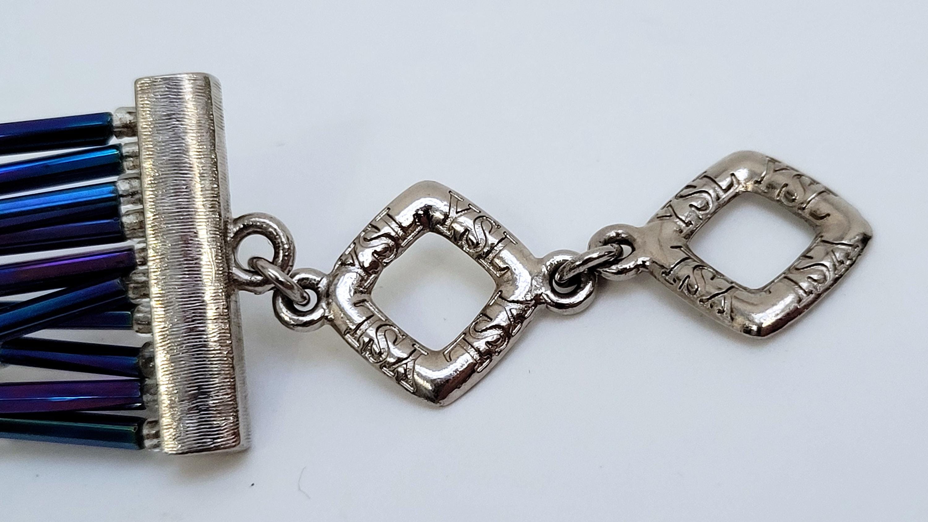 イヴ・サンローラン ヴィンテージ 1990年代 YSL ブルーガラスビーズ