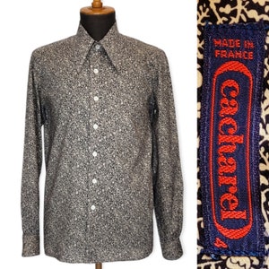 CACHAREL Vintage 1970s Liberty Navy Men's Shirt