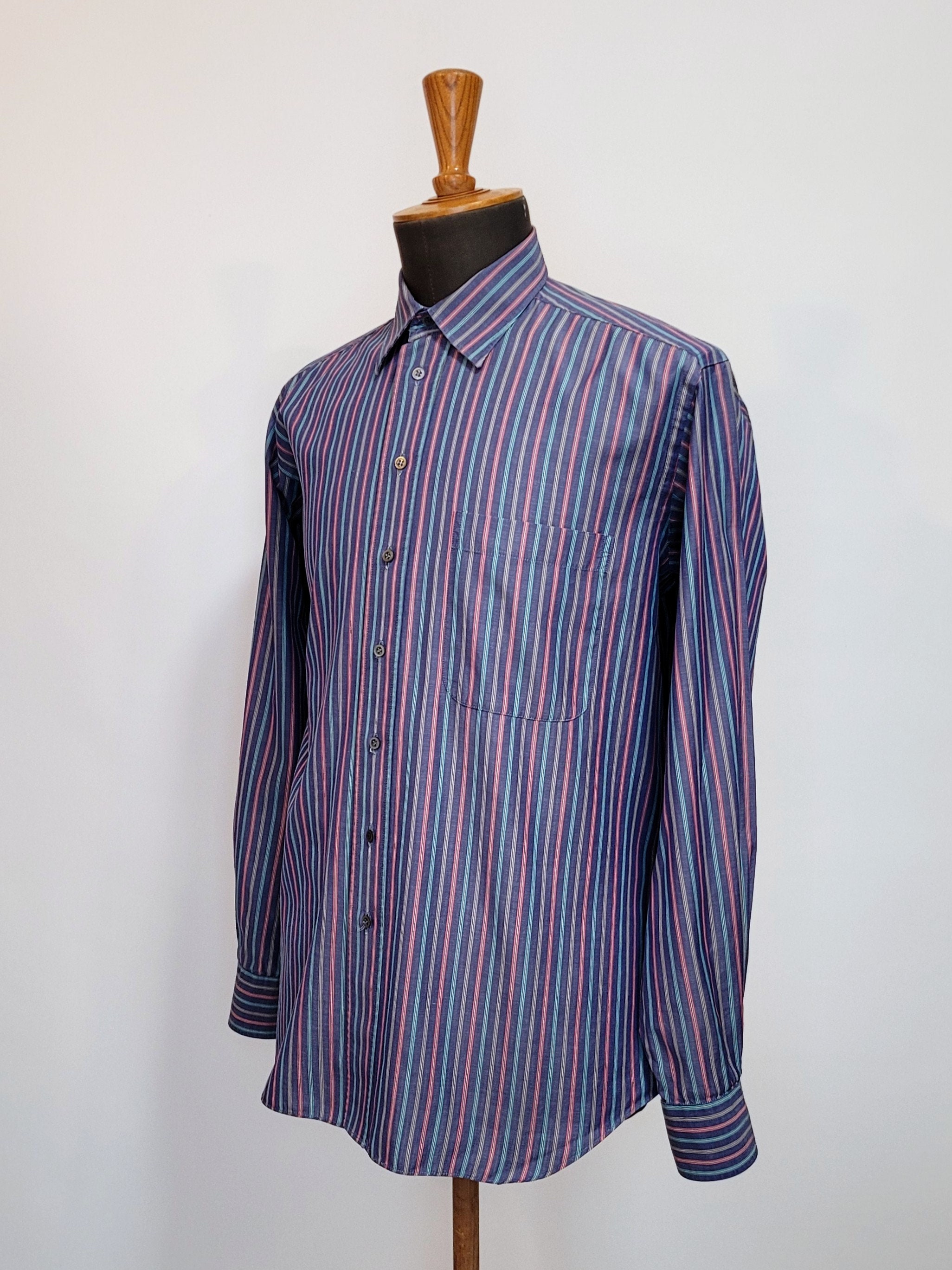 【Yves Saint Laurent】2000s Stripe Shirt EARLY 2000S YVES SAINT LAURENT (YSL) STRIPED SHIRT (M) - Jazzy Badger