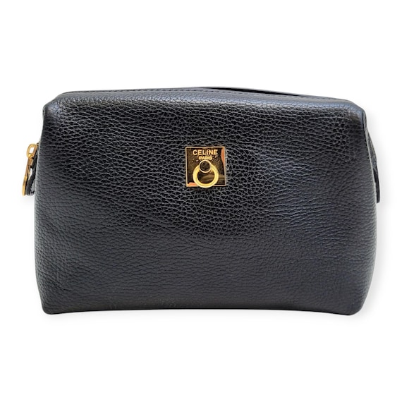 CELINE ケース ヴィンテージ CELINE Vintage 1990 Black Leather Clutch Bag / Beauty Case - Etsy