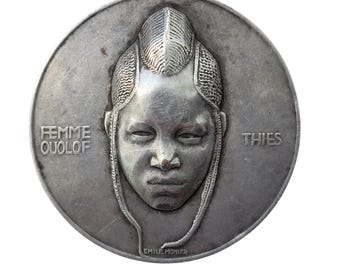 Vintage EMILE MONIER 1930s "Wolof Woman" Broche de Bronce