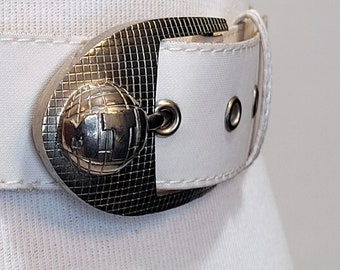 THIERRY MUGLER MTM Vintage 1990s White Belt With Metal  display picture 2