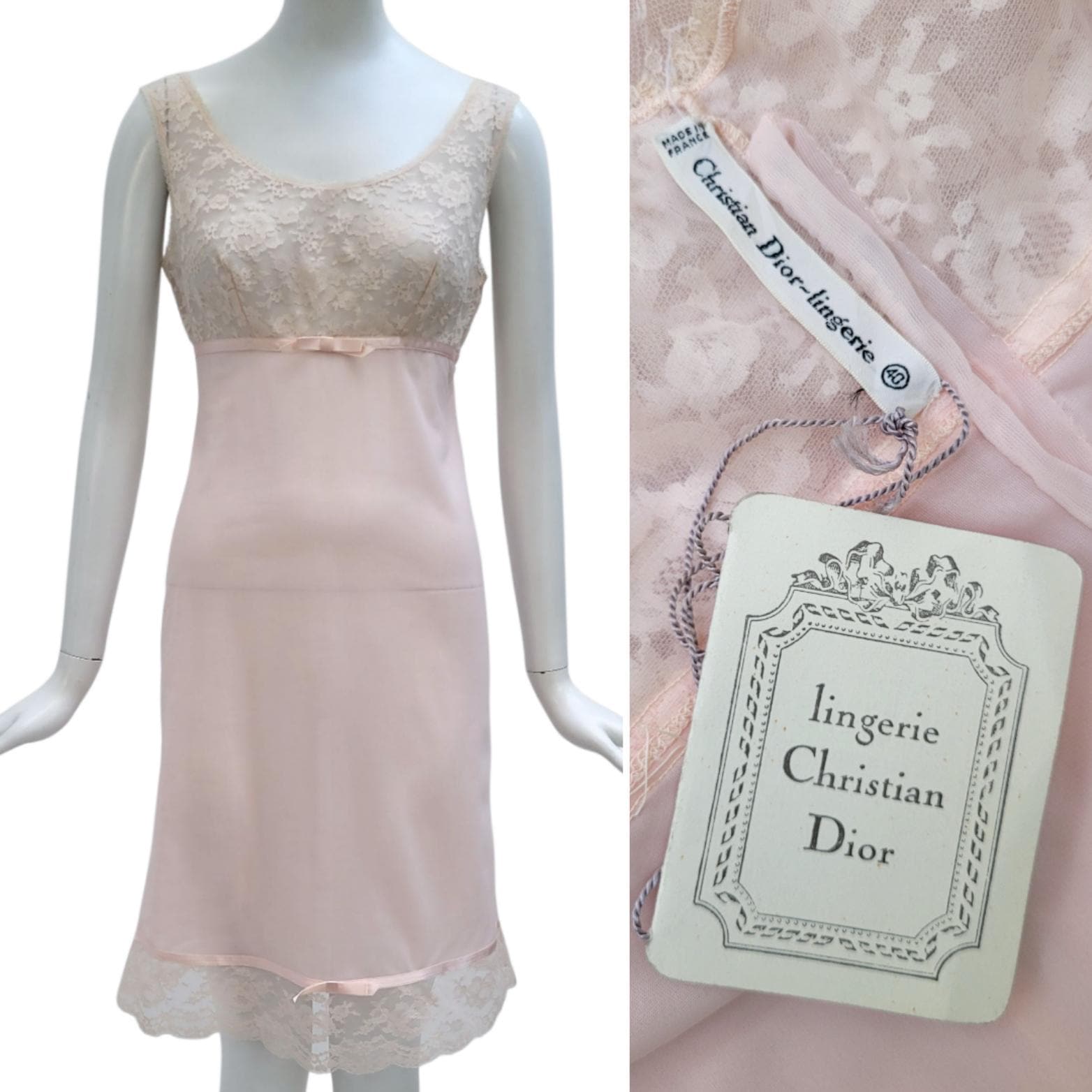 CHRISTIAN DIOR 1970er Hellrosa Unterkleid