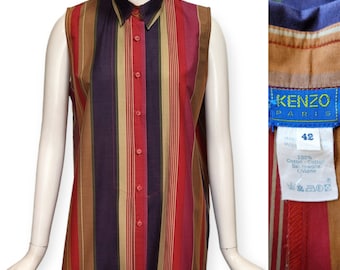 Camisa sin mangas a rayas KENZO Vintage P/V 1988