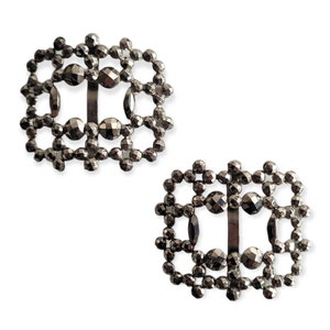 ANTIQUE Early 20th Century Cut Steel Pair of Shoe Buckles