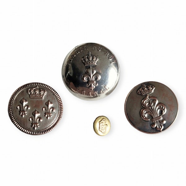 ANTIQUE King Of France Set of Four Buttons