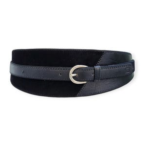 PIERRE CARDIN Vintage 1980s Black Suede and Leather Wrap Belt