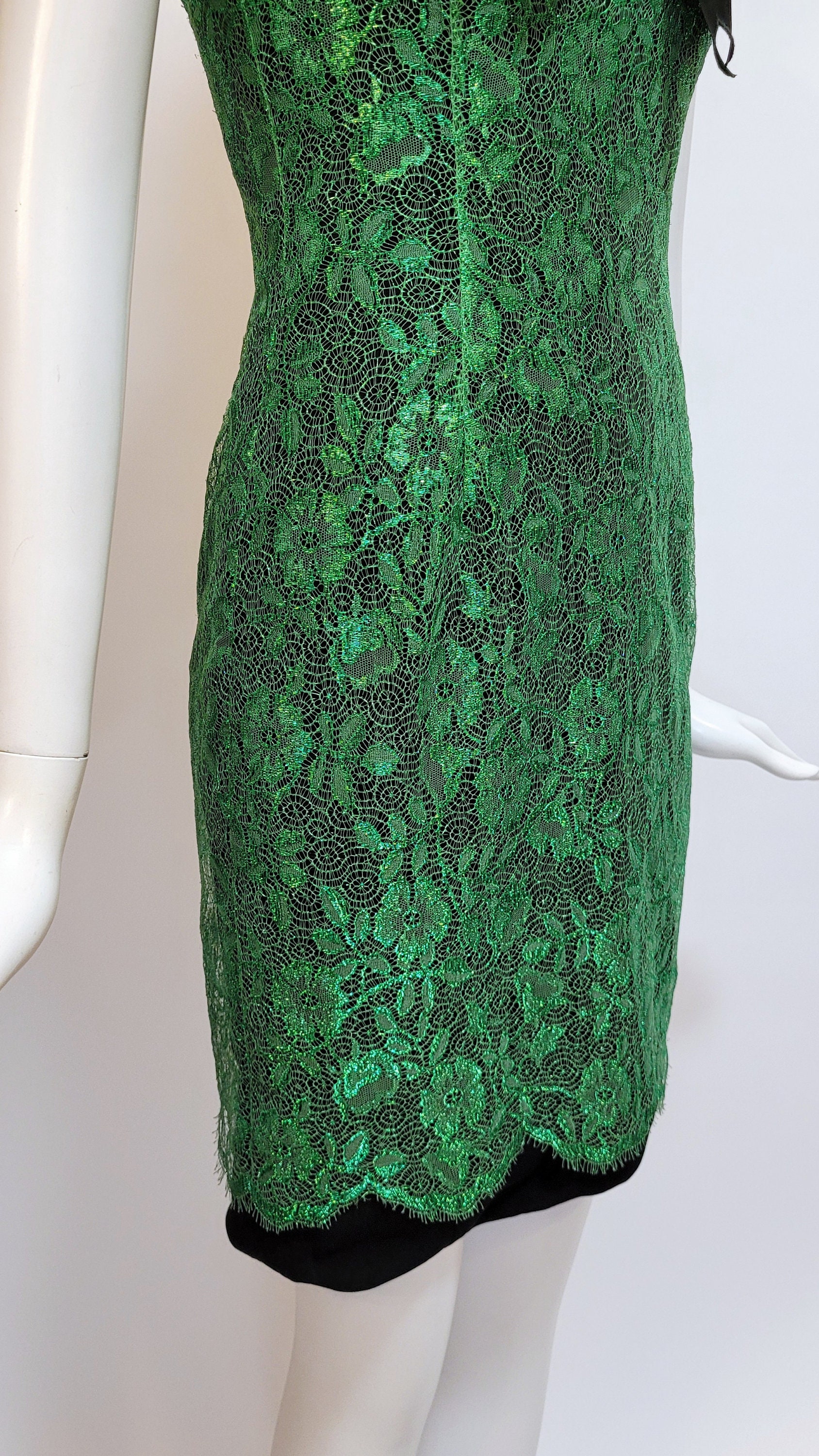 ANGELO TARLAZZI Vintage 1980s Green Lace Dress - Etsy UK