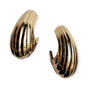 CHRISTIAN DIOR Vintage 1980s Gilt Metal Earrings