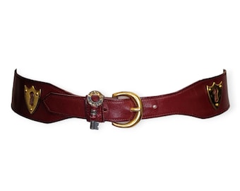 HERMES Vintage 1950s Lock and Key Leather Belt