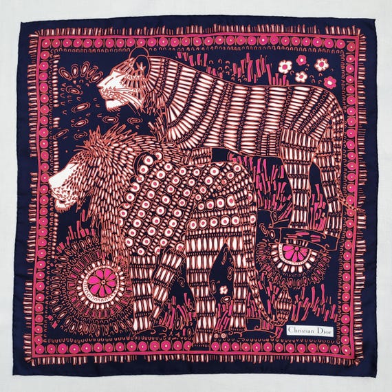 CHRISTIAN DIOR Vintage Early 1970s Iconic Red Lion Silk Scarf - Etsy