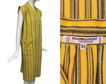 YVES SAINT LAURENT Vintage 1976 Yellow Striped Dress