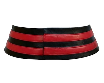 CLAUDE MONTANA Vintage 1980s 2-Tone Leather Belt