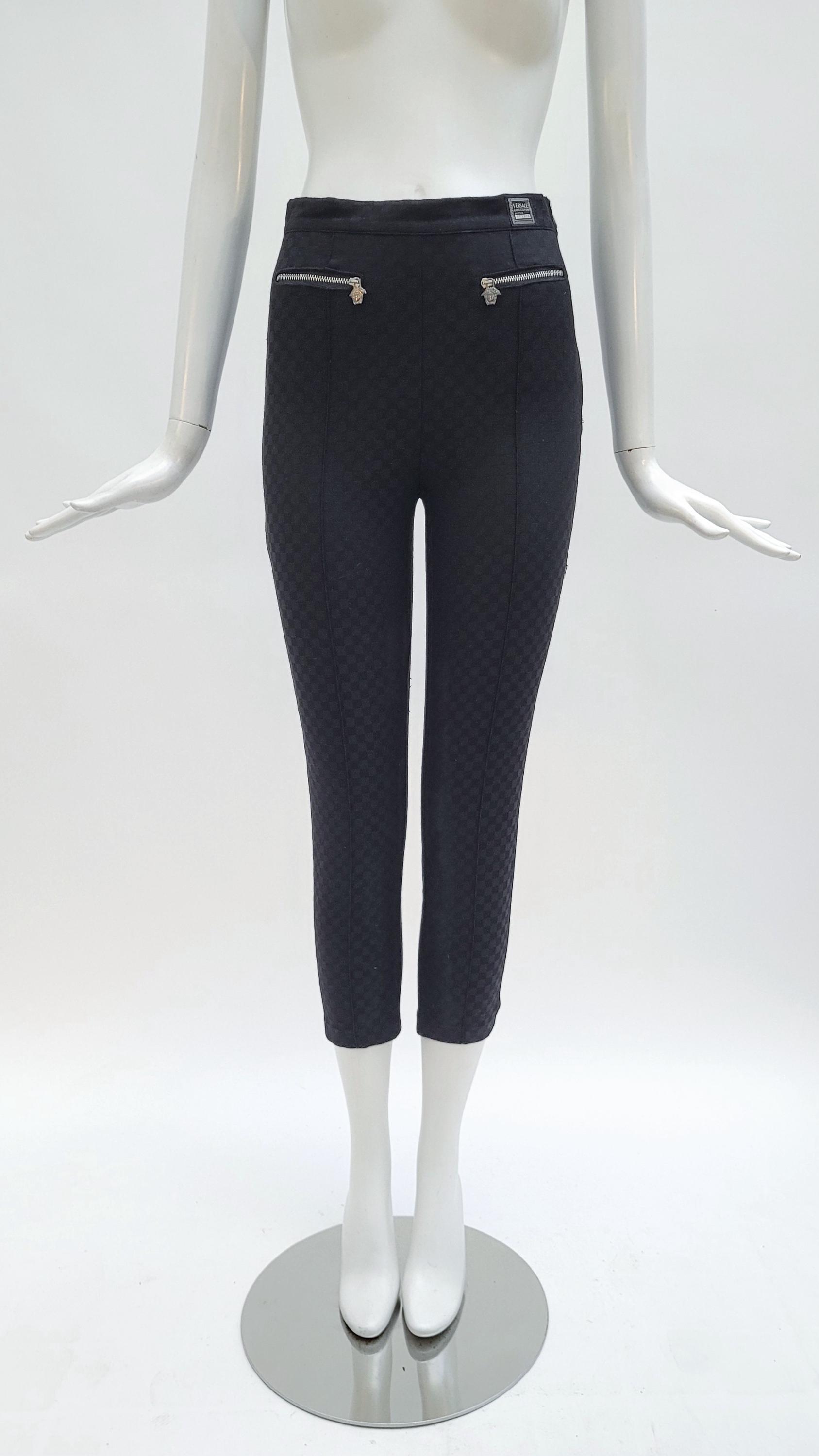 GIANNI VERSACE Vintage 1990s Black Checkered Capri Pants - Etsy