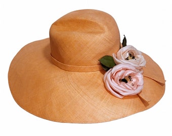 NINA RICCI Vintage 1980s Tangerine Straw Hat