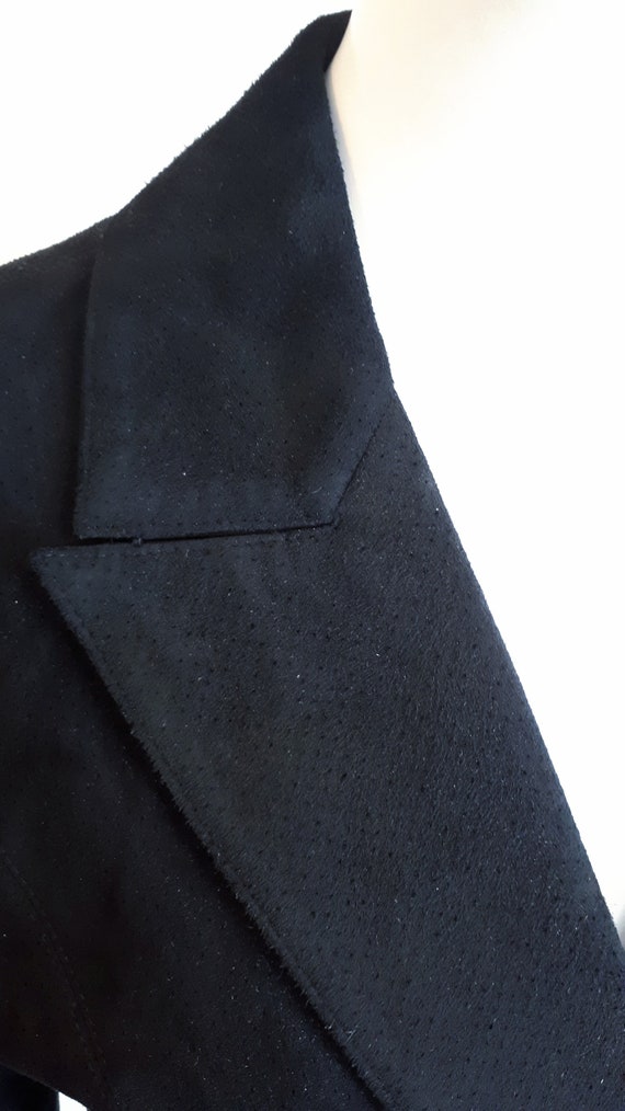CLAUDE MONTANA Vintage Black Suede Perforated Jac… - image 7