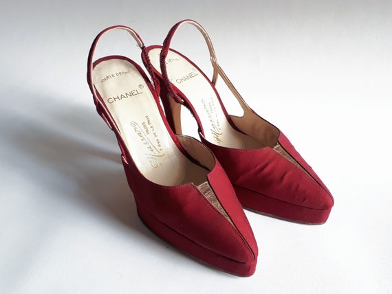 CHANEL HAUTE COUTURE Vintage 1991 Red High Heels … - image 3