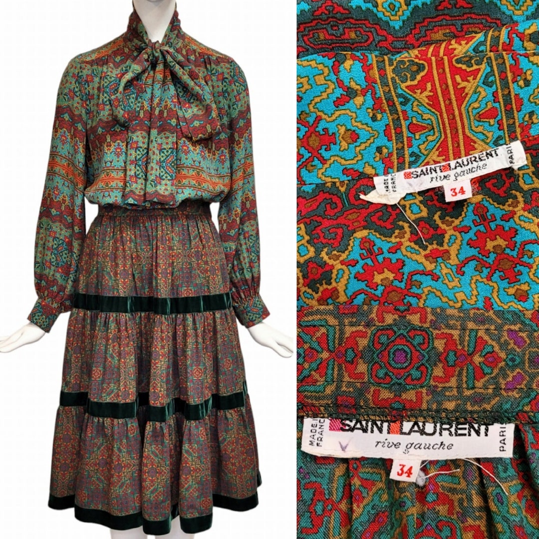 【YVES SAINT LAURENT】希少90sペイズリー柄シルクセットアップ Yves Saint Laurent(イヴ・サンローラン) ペイズリー柄 パジャマ