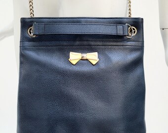 NINA RICCI ヴィンテージ 1990年代初頭 ネイビーレザーバッグ - Etsy 日本