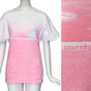 COURRÈGES Vintage 1980s White and Pink Top image 1
