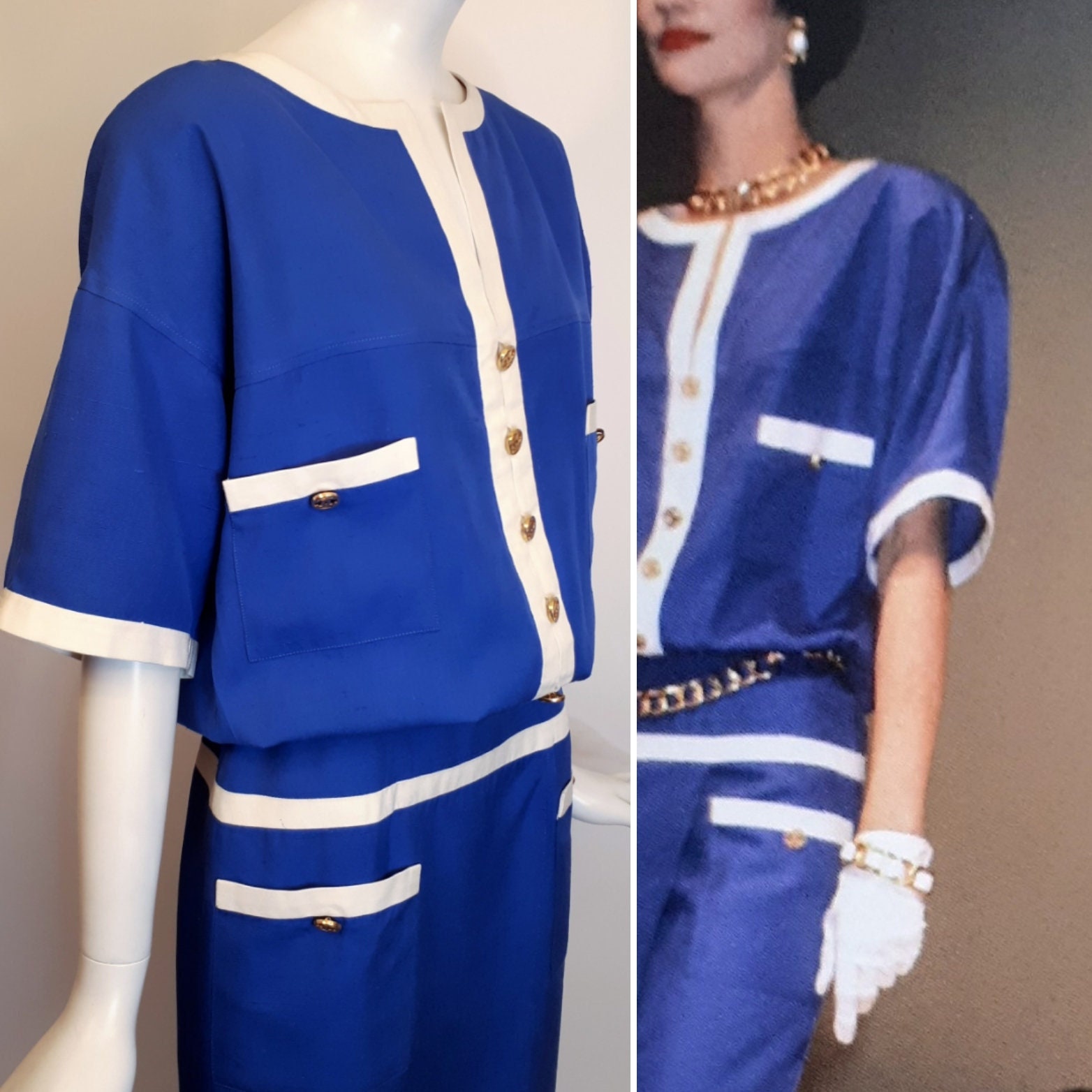 CHANEL BOUTIQUE Vintage Spring 1985 Blue Dress Runway Piece -  Norway