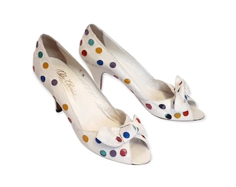 OLEG CASSINI Vintage 1980s Polkadot Pumps