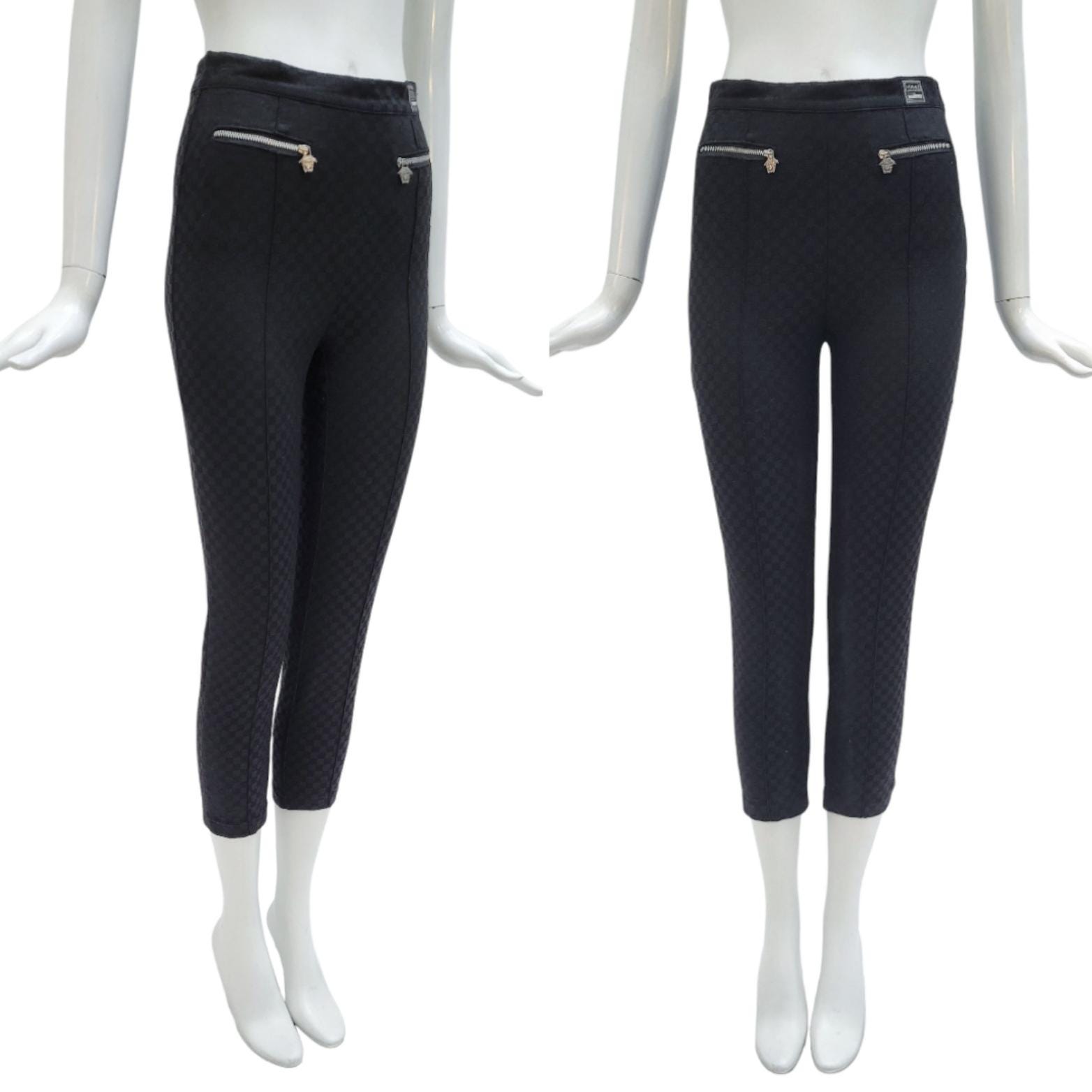 GIANNI VERSACE Vintage 1990s Black Checkered Capri Pants - Etsy