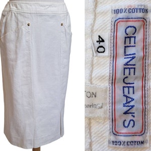 CELINE Vintage 1980s White Denim Skirt