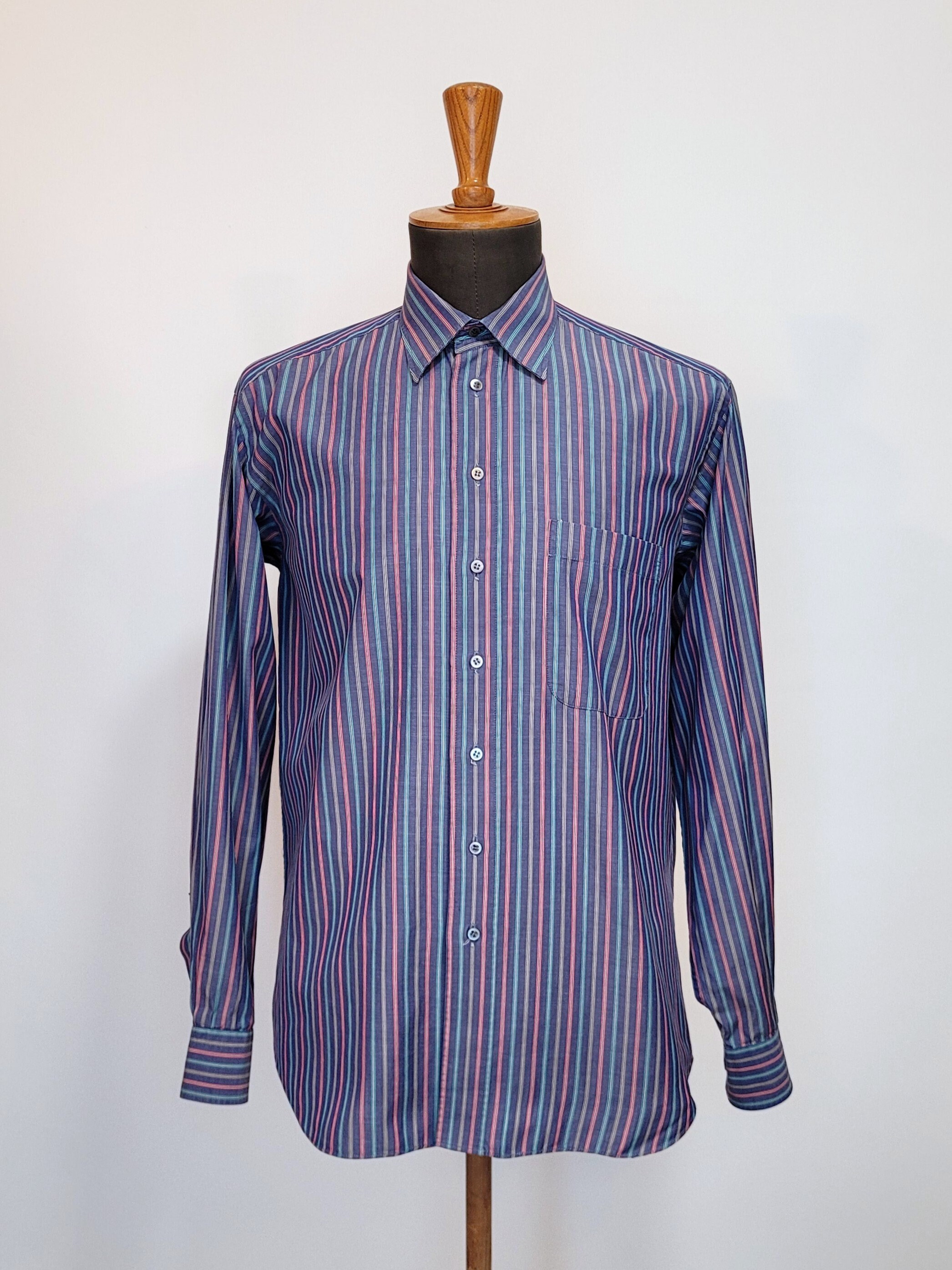 YVES SAINT LAURENT Vintage 1980s Men's Blue Striped Shirt - Etsy