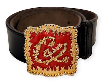 CHRISTIAN LACROIX Vintage 1990s Enameled Buckle Belt