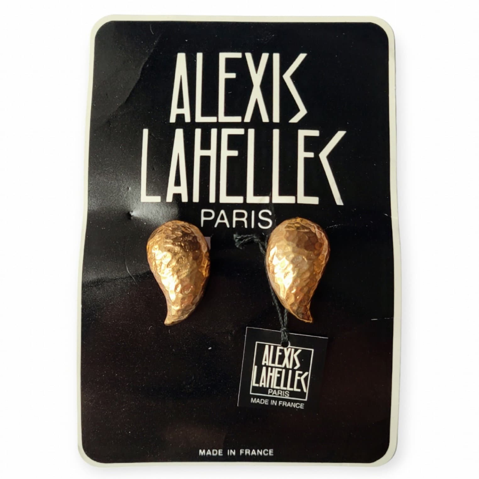Boucles D'oreilles Clips Vintage ALEXIS LAHELLEC - Émaux Doré Et Noir, Années 90, Stock Neuf D'époque
