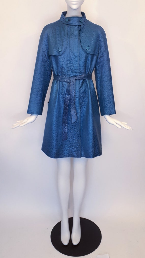 FOUKS Vintage 1960s Blue Rain Coat - image 6