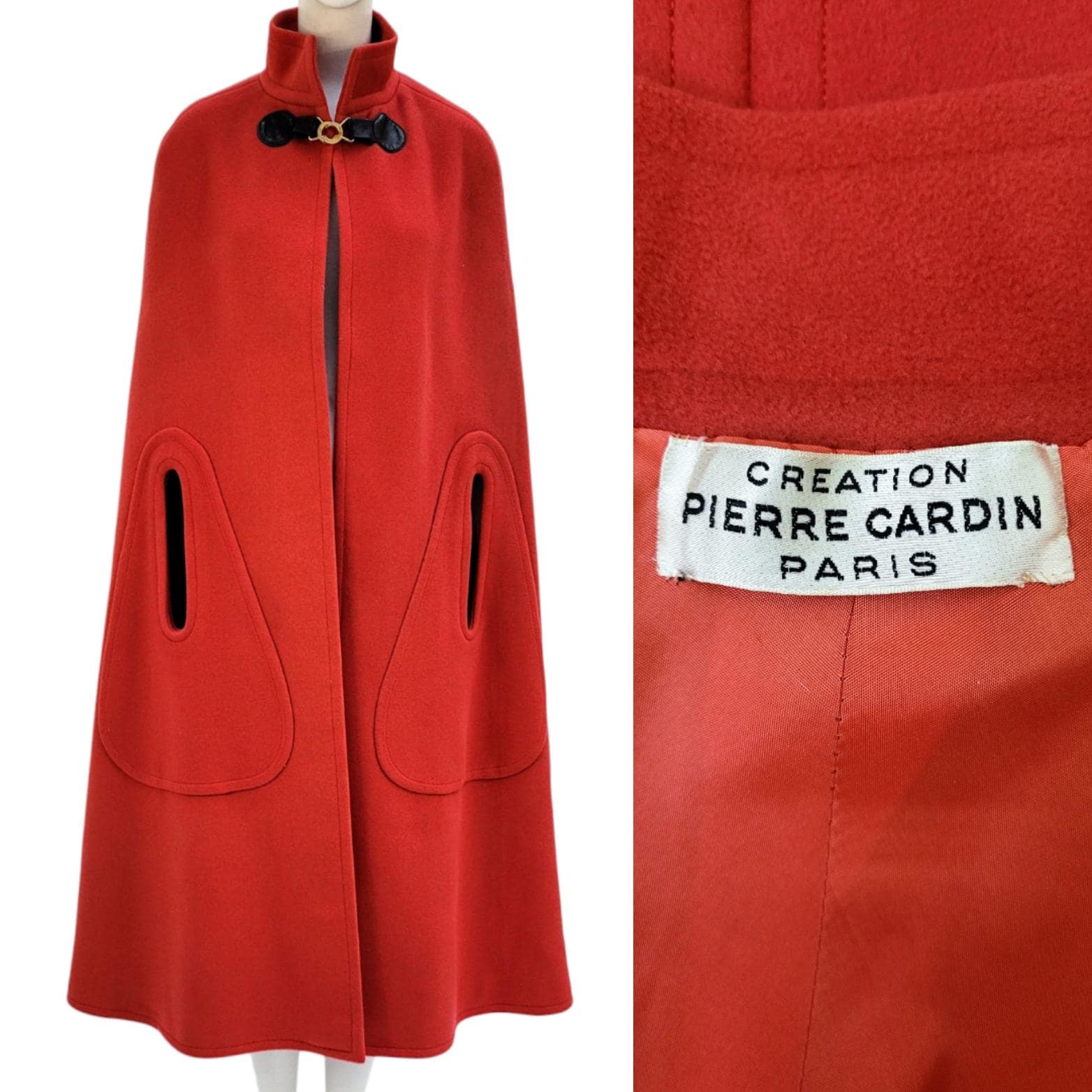 PIERRE CARDIN Vintage 1968 Red Wool Cape - Etsy