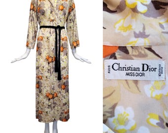 MISS DIOR Vintage 1970s Fruit-Printed Jersey Maxi Dress